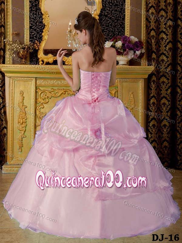 Light Pink Strapless Appliques Dresses for a Quinceanera in Fashion