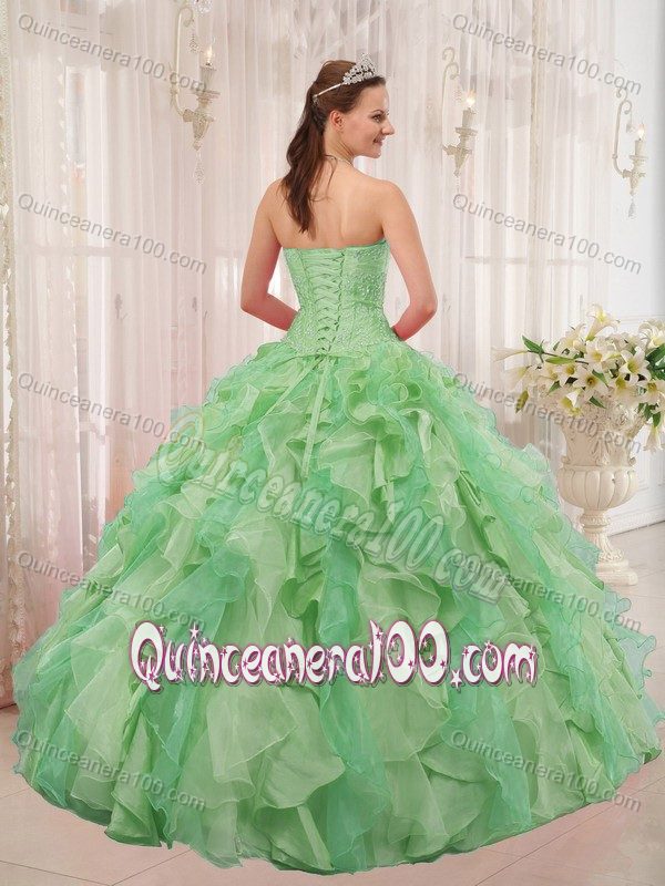 Sweet Beading Sweetheart Dress for Quince with Two-toned Ruffles