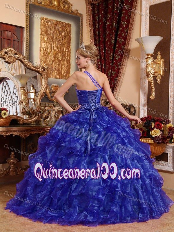 Gorgeous One Shoulder Beading La Quinceanera Dress with Ruffles