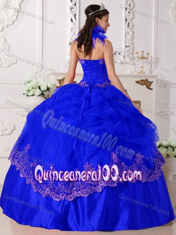 Halter Top Appliqued Royal Blue Sweet Sixteen Dress For Cheap Big Bang Theory dress