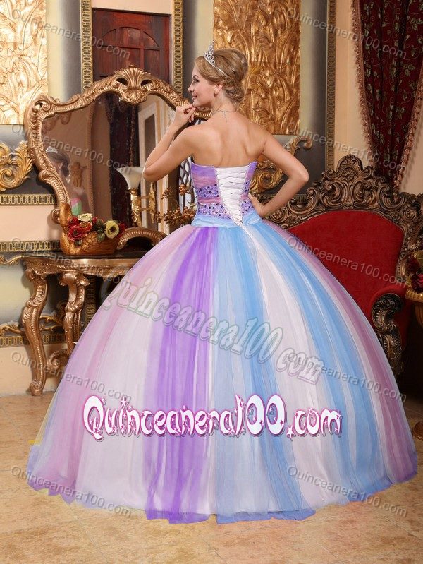 Tulle Sweetheart Beaded Multi-color Dresses for Quince on Sale