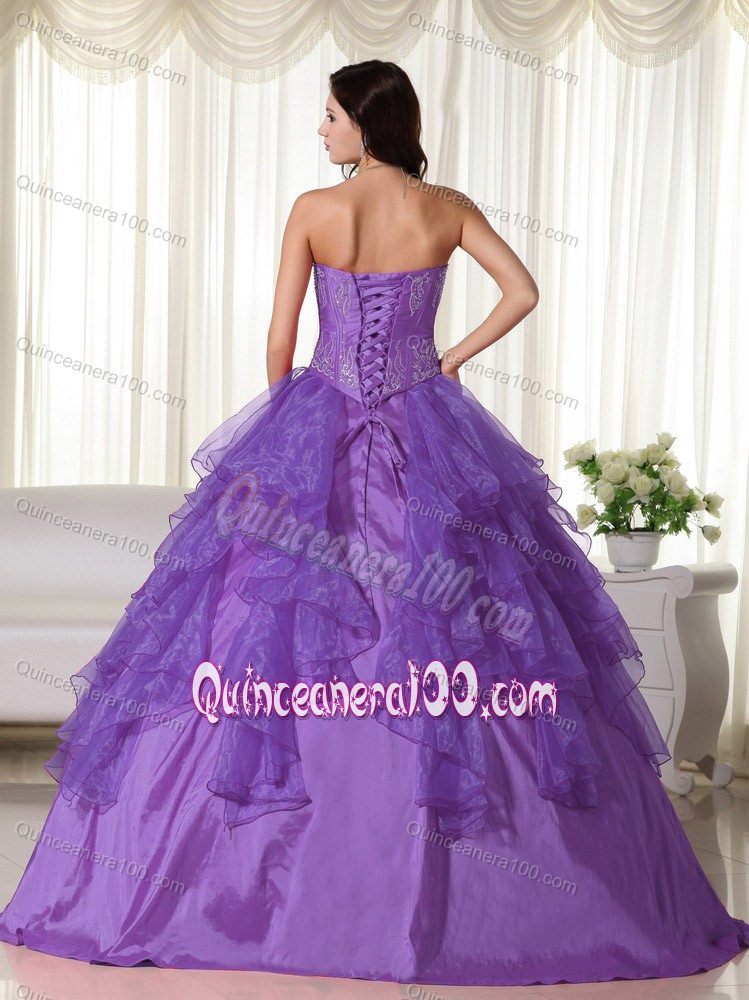 Romantic Ruffled Purple Ball Gown Sweet 15 Dresses for Spring