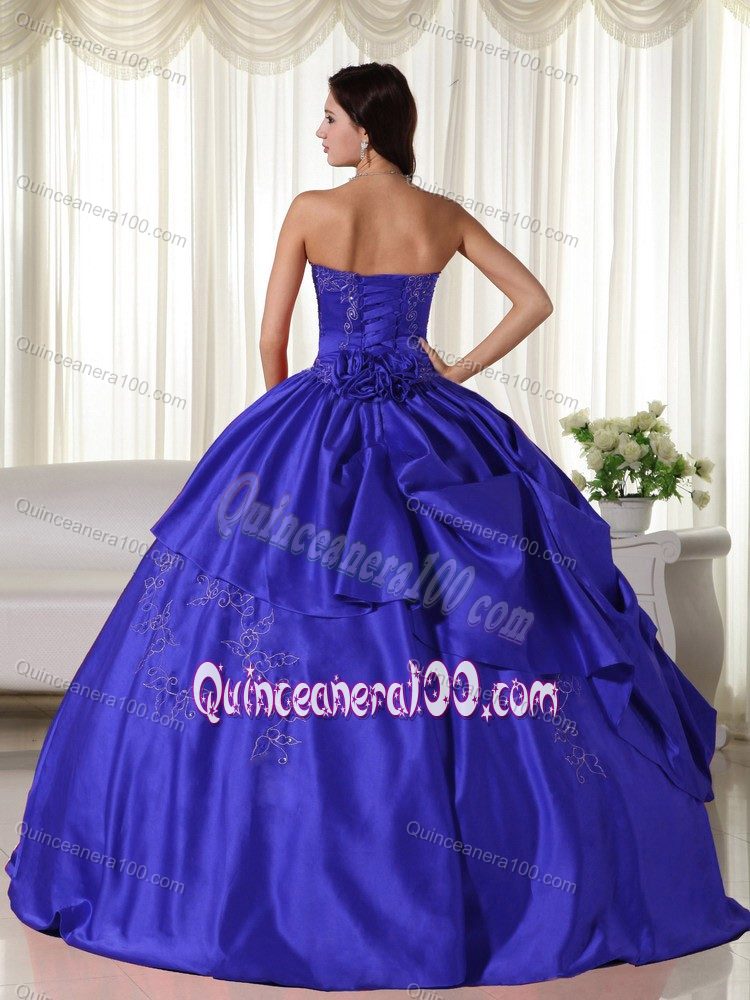 Ball Gown Embroidery Pick Ups Dress for Quince in Royal Blue