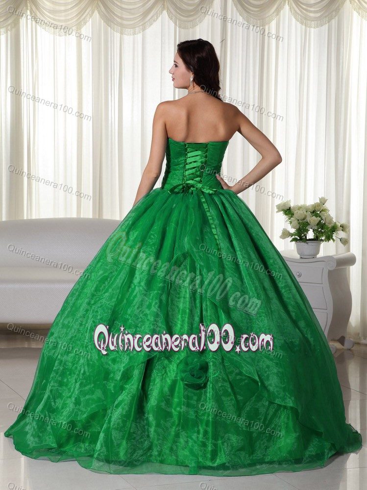 2013 Ball Gown Strapless Appliqued Dress for Sweet 16 in Green