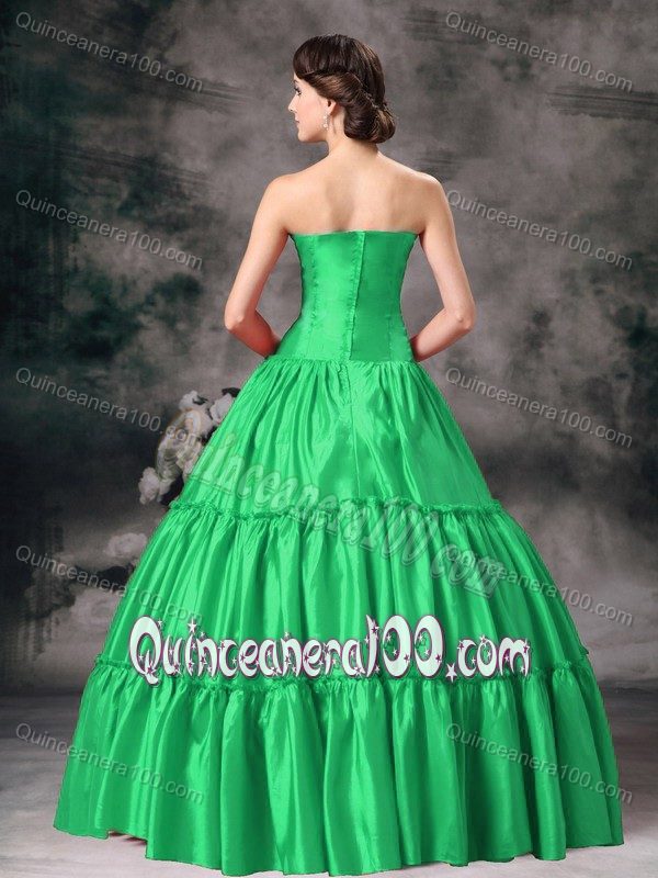 Strapless Floor-length Spring Green Sweet 15/16 Birthday Dress