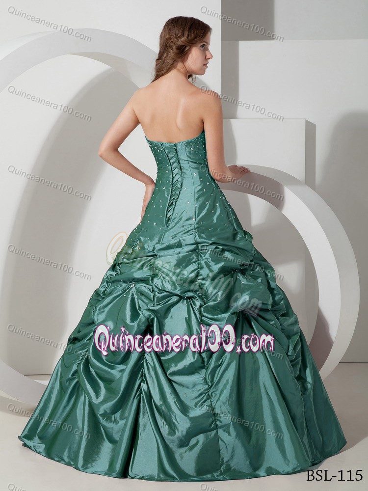 Most Elegant Emerald Strapless Quinceanera Dress with Pick-ups