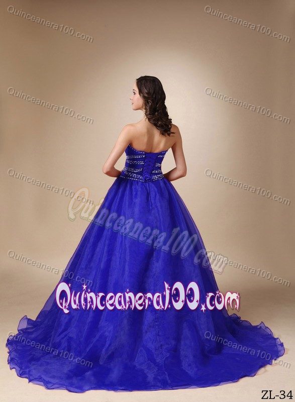 Amazing Royal Blue Princess Sweetheart Quinceanea Dress for Girls