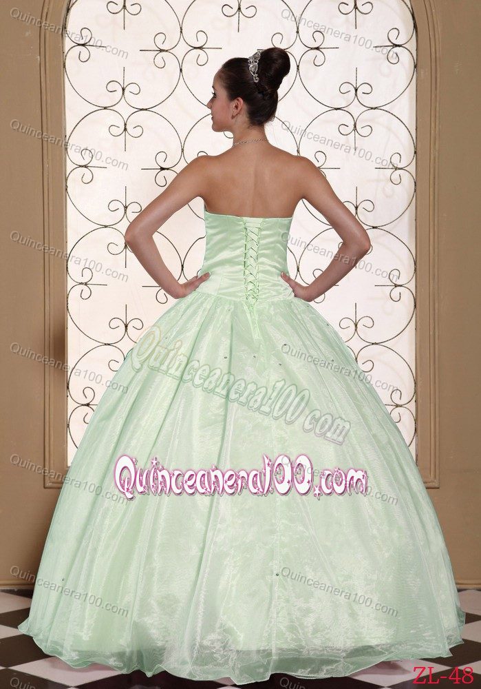 Beaded Yellow Green Organza Dresses Quinceanera with Sweetheart