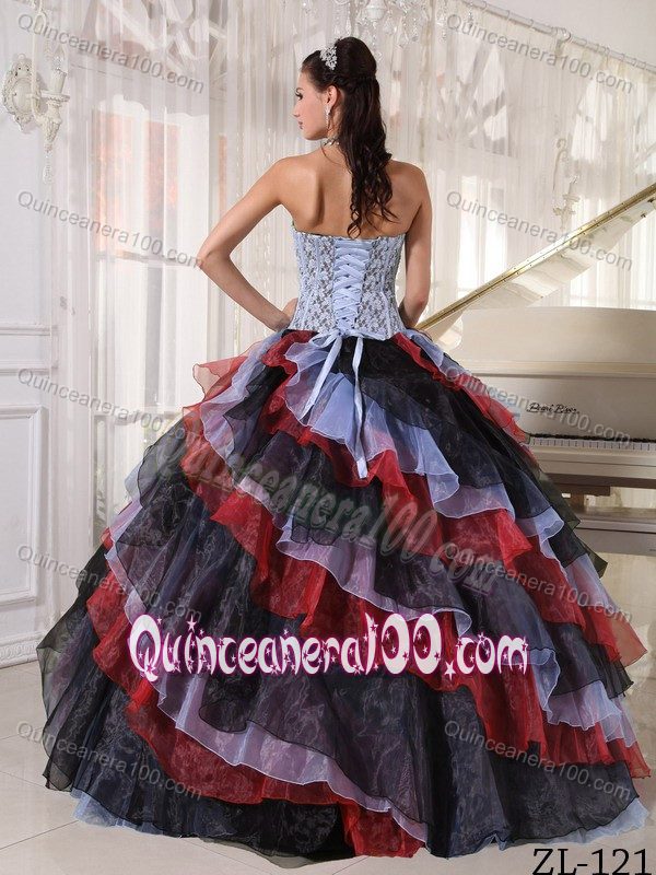 2013 New Colorful Strapless Dress for Quinceanera with Ruffles