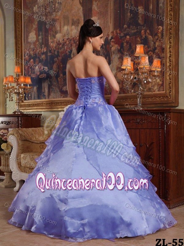 Appliqued and Ruffled Organza Lilac Quinceanera Gown Dresses