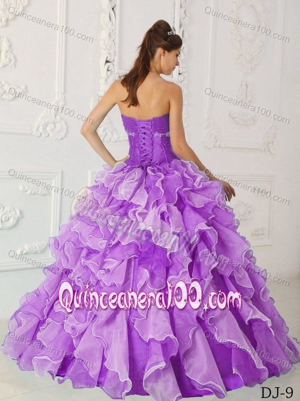 Ruffles and Beading Accent Lavender Organza Quinceanera Dresses