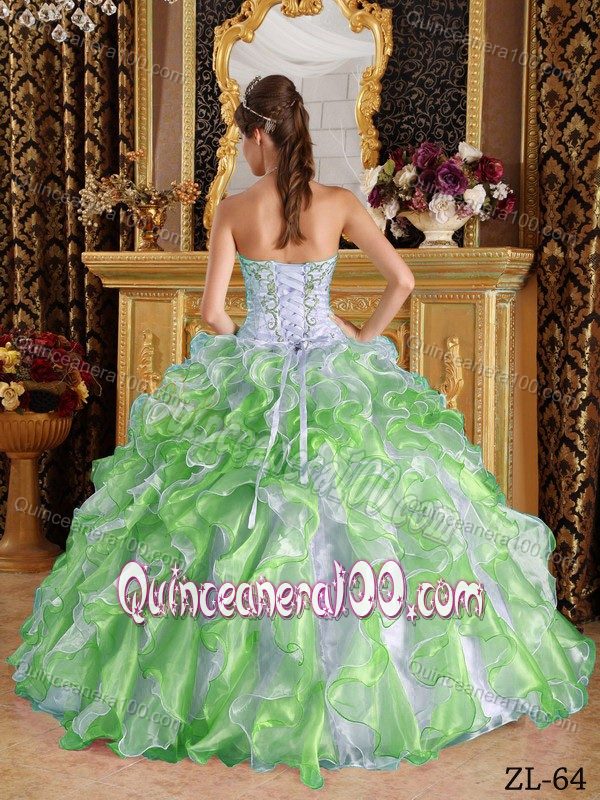 2013 New Colorful Organza Quinceanera Dress with Puffy Ruffles