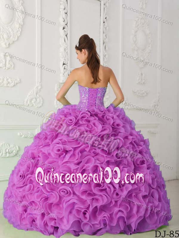 Rolling Flowers and Beading Accent Lilac Quinceanera Dresses