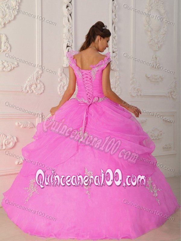 Unique V-neck Appliques Beading Quinceanera Dress with Flower