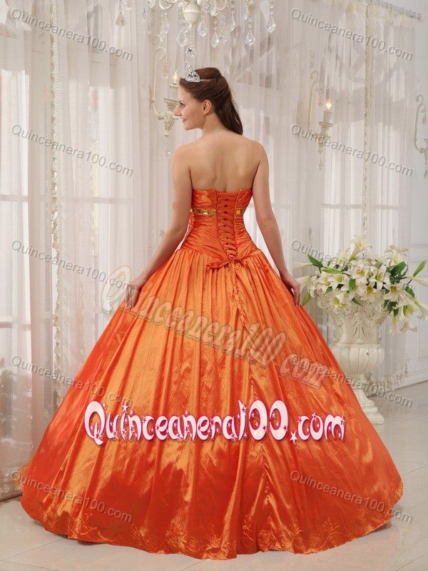 Ruched and Layer Decorate Strapless Quinceanera Dress Orange