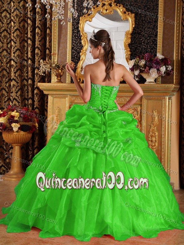 Strapless Layered 2013 Spring Green Sweet 15 Gown for Sale