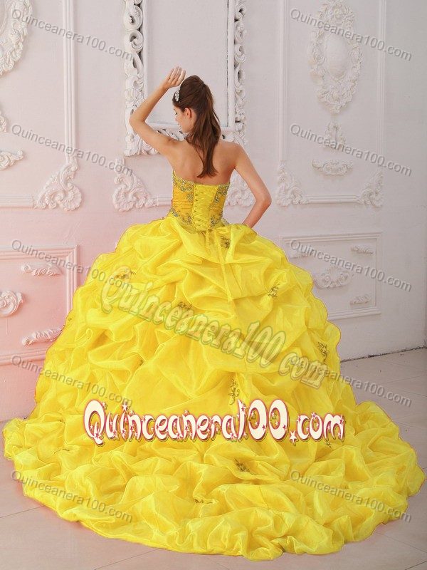 Discount Elegant Two-toned Yellow Sweet 16 Dress Bubbled 2013