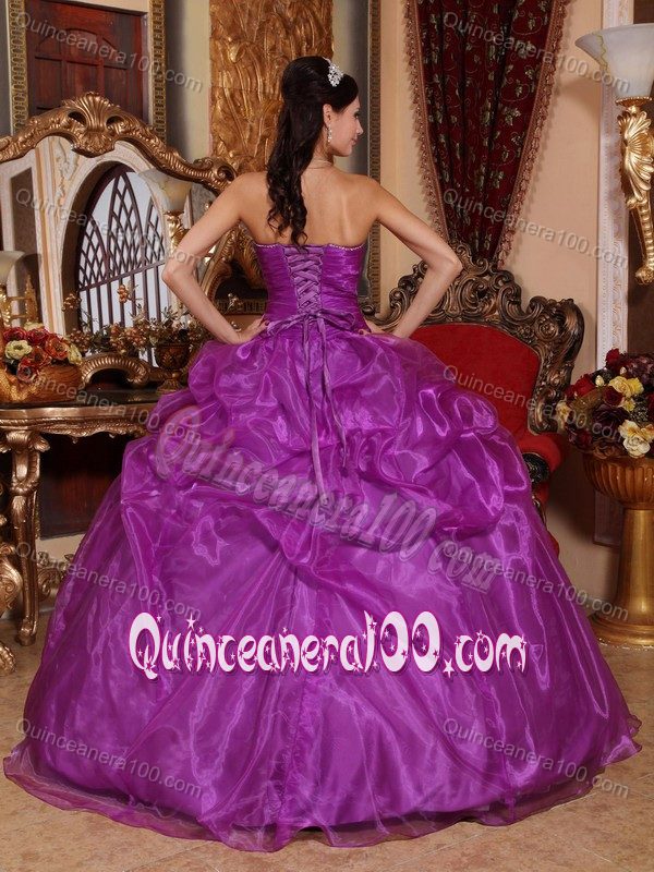 Beaded Sweetheart Quinceanera Dresses in Eggplant Purple on Sale