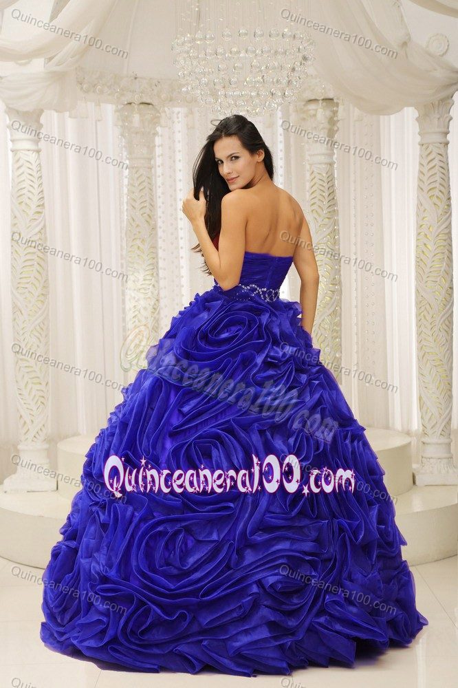 Royal Blue Sweetheart Beading Quinceanera Dress with Rosettes