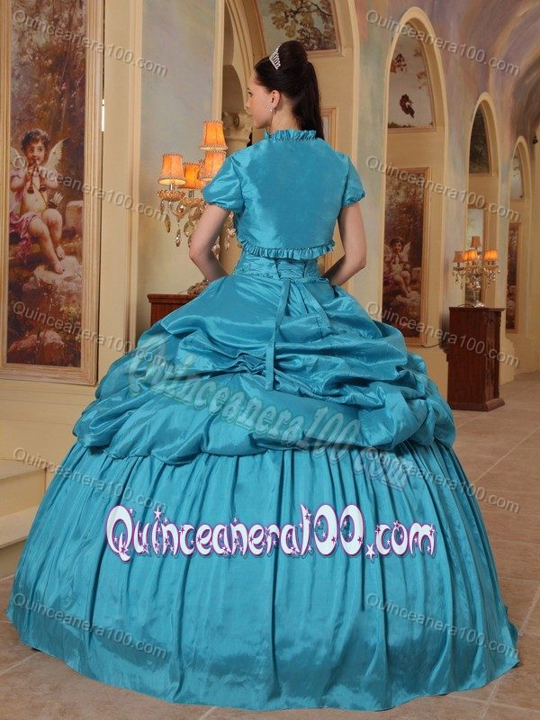 Sweetheart Ball Gown Pick-ups Teal Quinceanera Dress Cheap