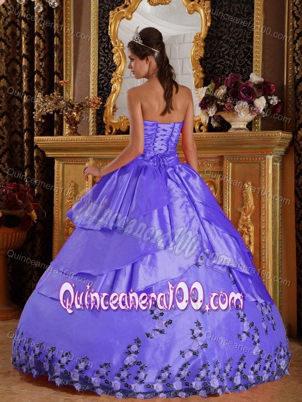 Appliques Sweetheart Slate Blue Quinceanera Gown with Ruche