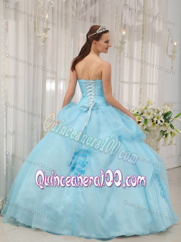 Sweetheart Ball Gown Quinceanera Dress Light Blue Appliques