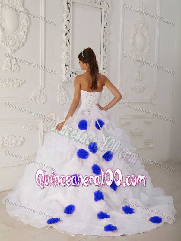 Beading and Pick ups Accent White Organza Dress for Quinceanera