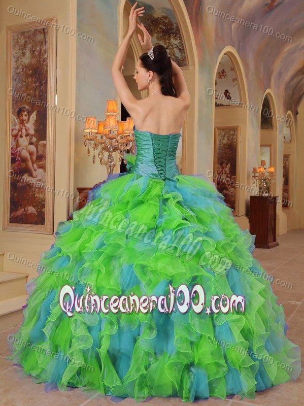 2013 Colorful Sweetheart Dresses for 15 with Beading and Ruffles