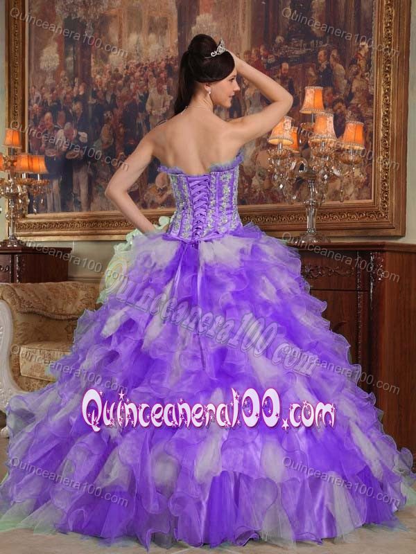 Appliques and Ruffles Accent Lavender Dresses for A Quince 2013