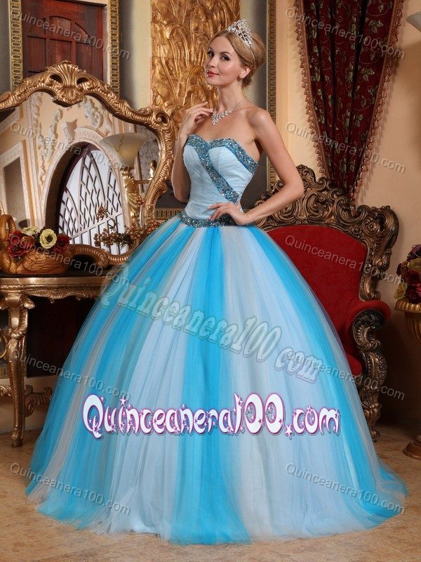 2014 Colorful Tulle Sweet Sixteen Dresses with Beading Decorate