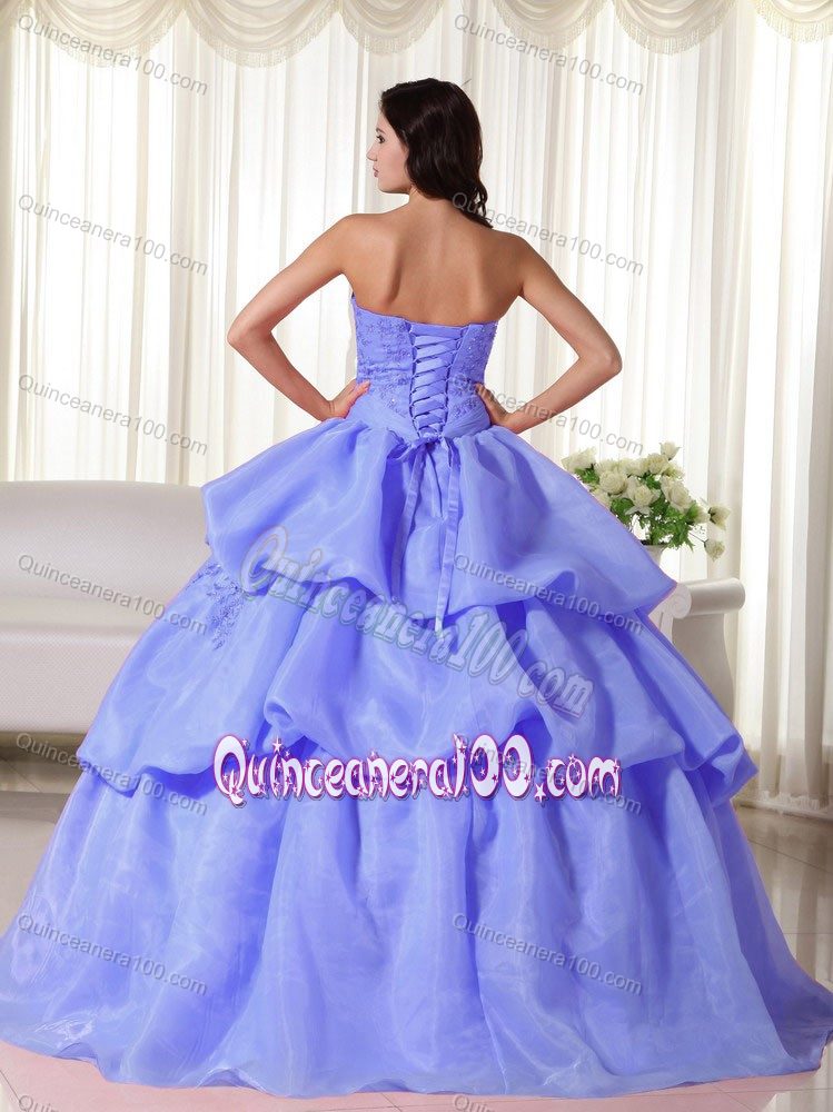 Pick ups and Appliques Accent Quinceanera Dresses in Lavender