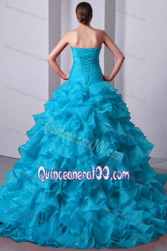 The Best Blue Quinceanera Dress with Beading and Ruffles