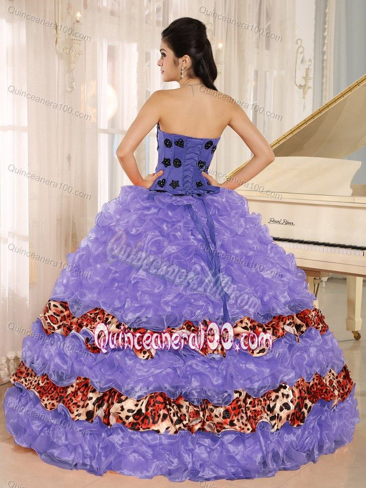 Keyshia Coles Multi-colored Leopard Print Quinceanera Party Dress Wit Ruffles