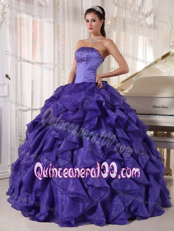 Brand New Purple Quinceanera Gown with Beading and Ruffles