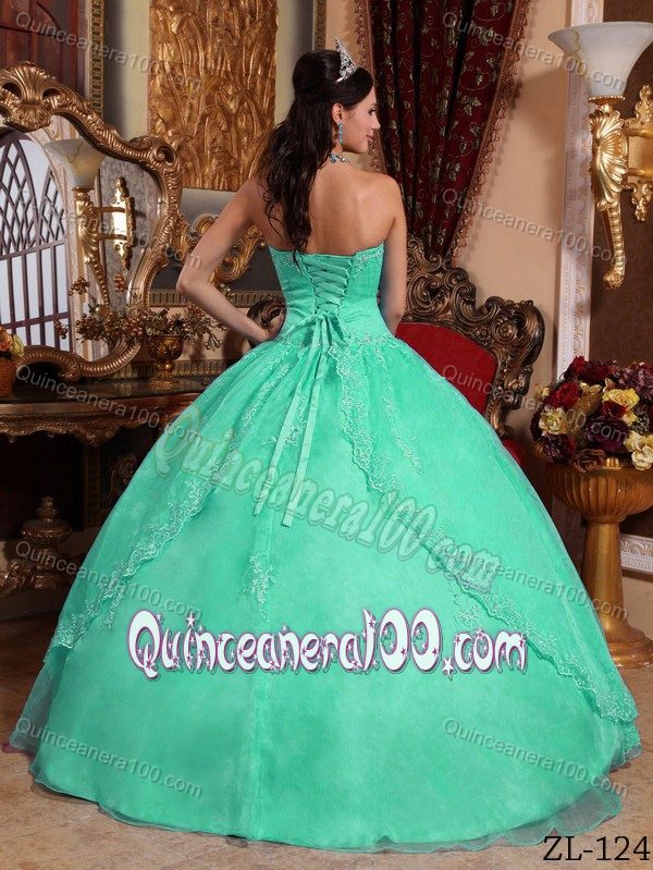 Apple Green Sweet Sixteen Quinceanera Dresses with Appliques