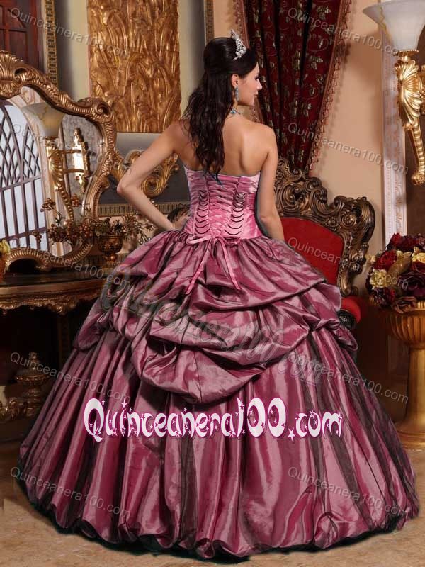 Pink Strapless Quinceanera Gown Dress with Pleats and Hand Made Flower