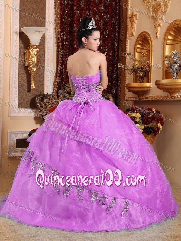 Lavender Sweetheart Quinceanera Dress with Embroidery and Beading