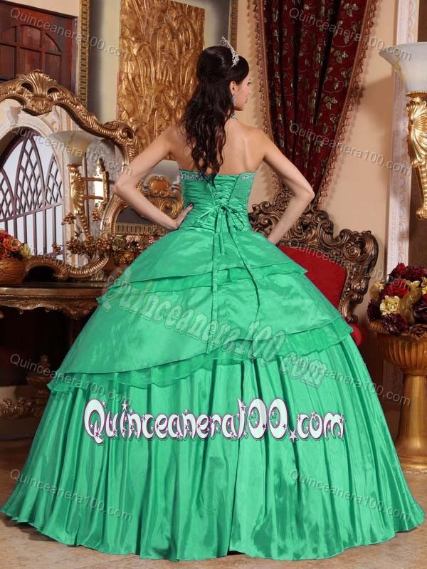 Turquoise Bal Gown Strapless Sweet 15 Dresses with Appliques