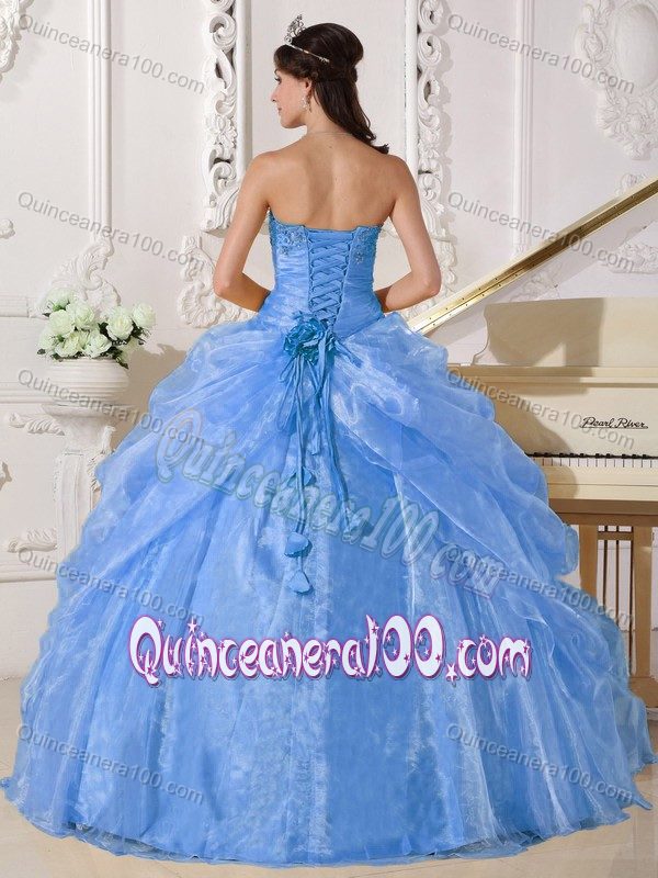 Light Blue Strapless Floor-length Dresses for Quinceneara