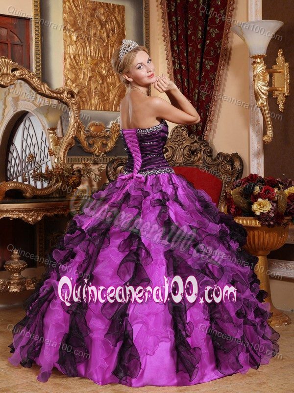 Multi-color Ball Gown Ruffled Organza Quinceneara Dresses