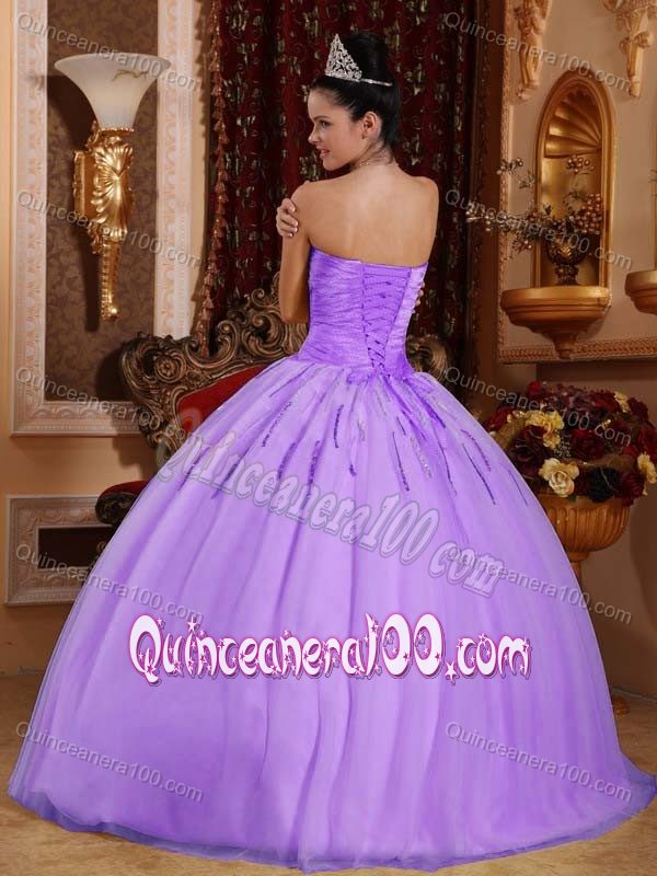 Discount Lilac Beaded Ball Gown Tulle Sweet Sixteen Dresses