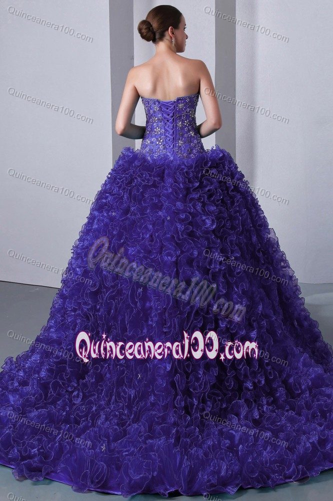 Sweetheart Sweet Sixteen Dresses with Rolling Flowers and Train