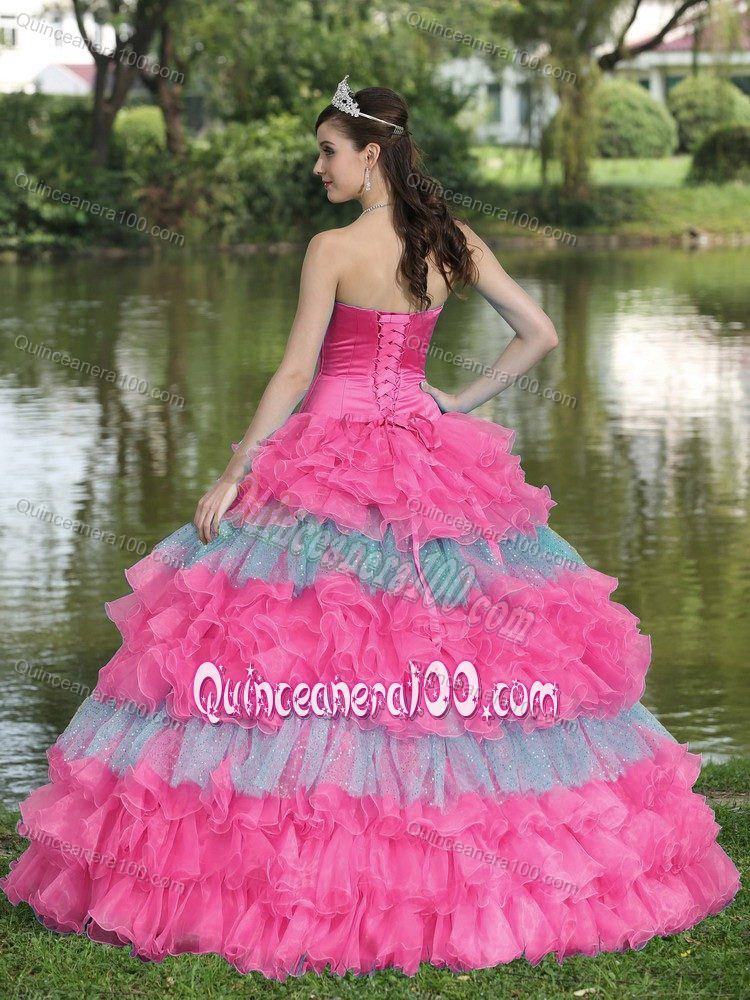 Multi-color Strapless Quinceanera Dresses with Tiered Ruffles