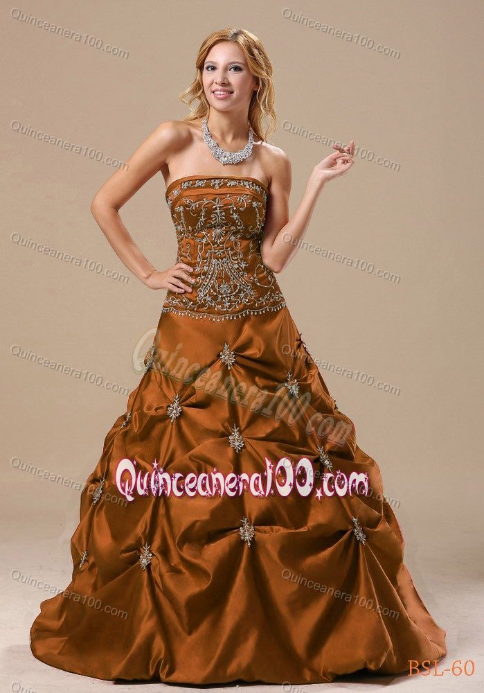 Strapless Floor-length Taffeta Pick-ups Sweet Sixteen Dresses