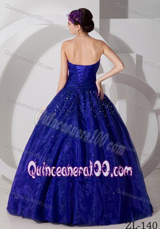 Classic Royal Blue Beading Sweet 15/16 Birthday Dress with Pleats