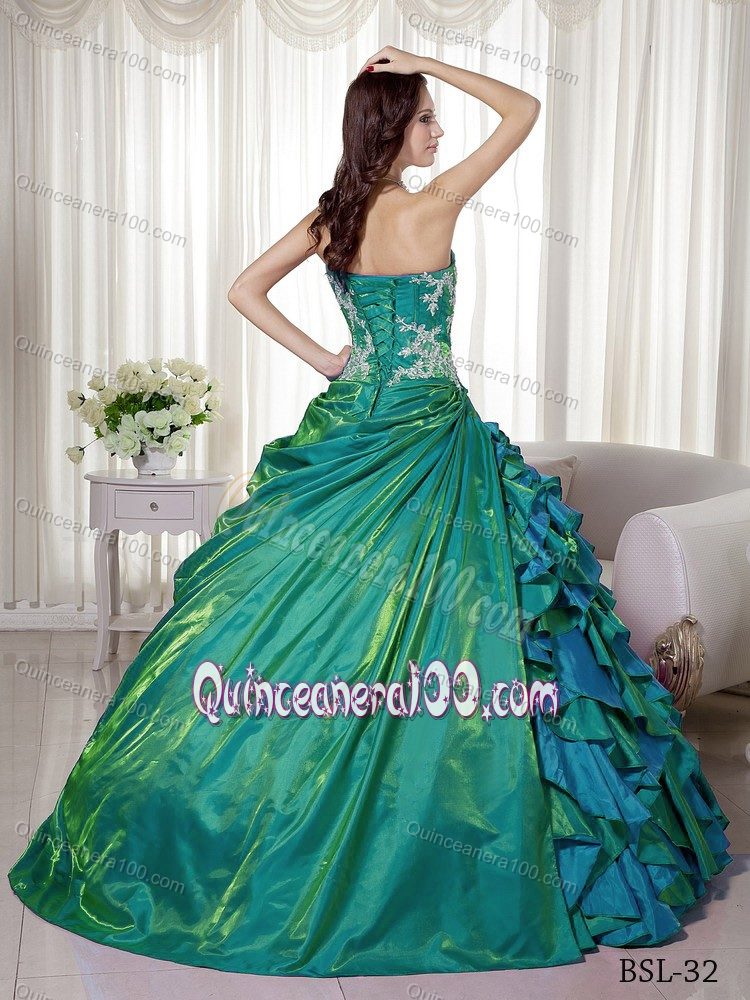 Colorful Strapless Quinceanera Dresses with Appliques and Ruffles