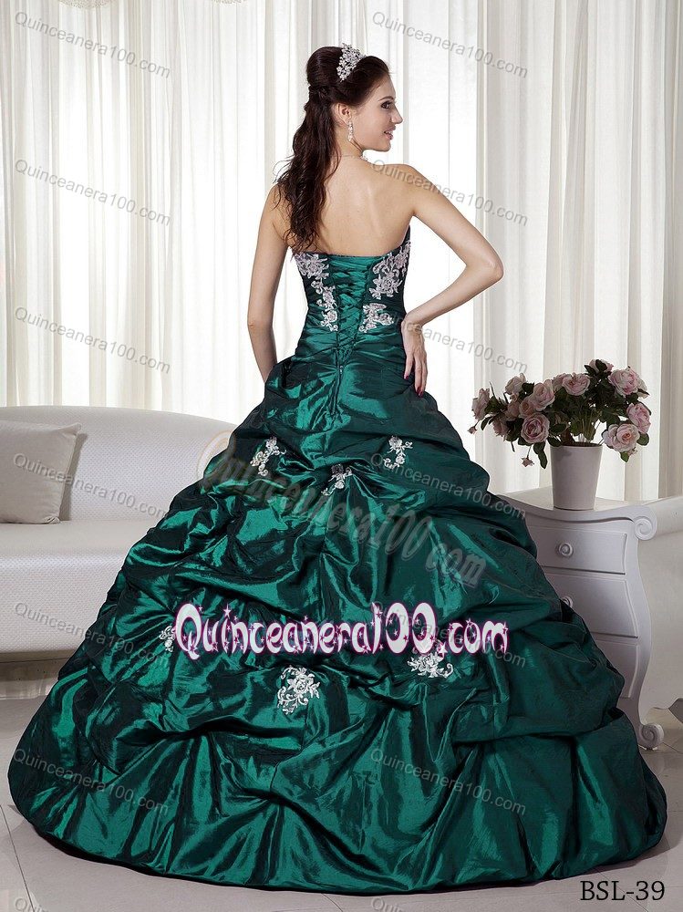 Hunter Strapless Appliqued Quinceanera Dresses with Pick-ups