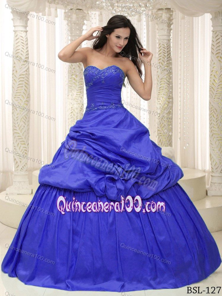 Royal Blue Lace up Back Dresses for a Quince with Capelet and Pick-ups