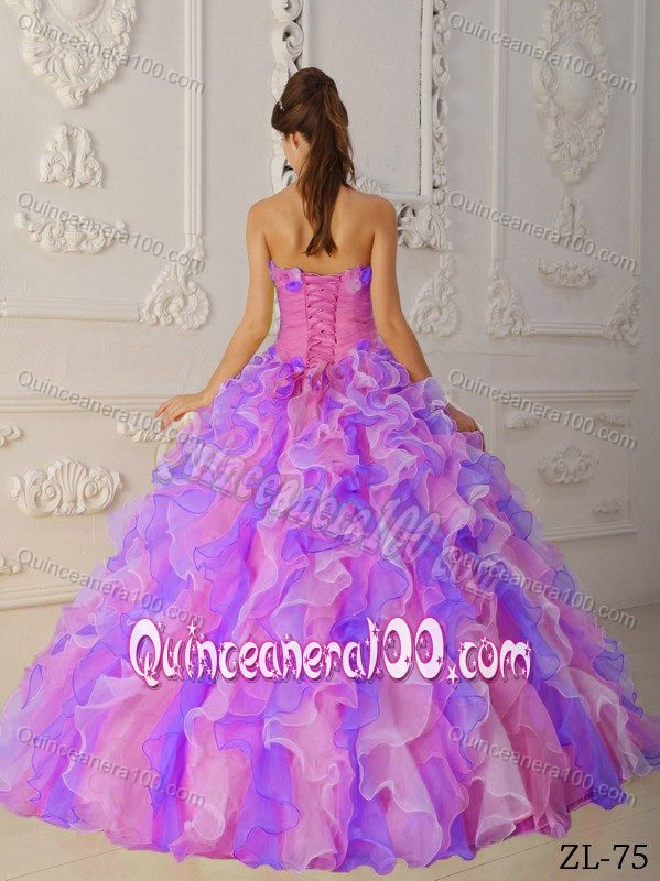 Eye-Catching Colorful Strapless Dress for Sweet 16 with Ruffles