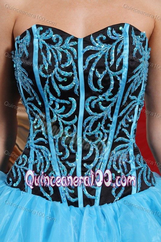 Sky Blue Beading Ruffled Dress for Sweet 16 with Lace up Back